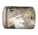 Hopi Silvercraft Guild - Silver Overlay Belt Buckle with Bear Claw Pictorial Design c. 1980s, 2" x 3"