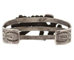 Zuni - Multi-Stone Inlay and Silver Bracelet with Rainbow God Design c. 1940s, size 6.5