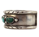 Navajo - Turquoise and Silver Bracelet with Stamped Design c. 1930s, size 6.75
