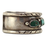 Navajo - Turquoise and Silver Bracelet with Stamped Design c. 1930s, size 6.75