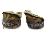 Sioux Beaded Leather Moccasins with Quillwork Design c. 1890s, 3" x 4" x 11"