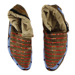 Sioux Beaded Leather Moccasins with Quillwork Design c. 1890s, 3" x 4" x 11"