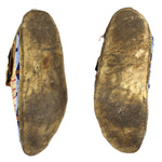Sioux Beaded Leather Moccasins with Quillwork Design c. 1890s, 3" x 4" x 11"