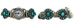Zuni - Turquoise Petit Point Cluster and Silver Watchband c. 1940s, size 6.5