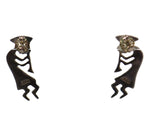 Navajo - Multi-Stone Channel Inlay and Sterling Silver Post Kokopelli Earrings c. 1950-60s, 1" x 0.5"