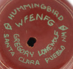 Gregory Lonewolf (b.1952) - Santa Clara Contemporary Miniature Redware Sgraffito Seed Jar with Hummingbird Design, 0.875" x 1"