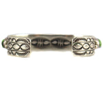 Will Denetdale - Navajo - Turquoise and Sterling Silver Row Bracelet with Stamped Design c. 1990s, size 6.25