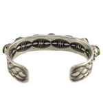 Will Denetdale - Navajo - Turquoise and Sterling Silver Row Bracelet with Stamped Design c. 1990s, size 6.25