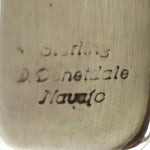 Will Denetdale - Navajo - Turquoise and Sterling Silver Row Bracelet with Stamped Design c. 1990s, size 6.25