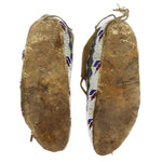 Sioux Leather Beaded Moccasins with Pictorial Design c. 1890-1900s, 3.75" x 4" x 9.5"