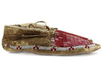 Lakota Sioux Leather Beaded Moccasins with Porcupine Quills c. 1890s, 3.25" x 4.5" x 11"