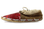 Lakota Sioux Leather Beaded Moccasins with Porcupine Quills c. 1890s, 3.25" x 4.5" x 11"