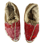 Lakota Sioux Leather Beaded Moccasins with Porcupine Quills c. 1890s, 3.25" x 4.5" x 11"