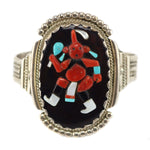 Augustine (1921-2002) and Rosaline Pinto - Zuni - Multi-Stone, Pen Shell, and Silver Bracelet with Mudhead Kachina Design c. 1950-60s, size 6.25
