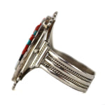 Augustine (1921-2002) and Rosaline Pinto - Zuni - Multi-Stone, Pen Shell, and Silver Bracelet with Mudhead Kachina Design c. 1950-60s, size 6.25