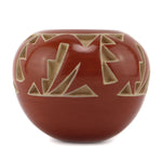 Marie Suazo - Santa Clara Contemporary Micaceous Redware Jar with Carved Avanyu Design, 2" x 2.625"