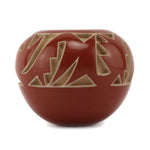 Marie Suazo - Santa Clara Contemporary Micaceous Redware Jar with Carved Avanyu Design, 2" x 2.625"