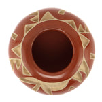 Marie Suazo - Santa Clara Contemporary Micaceous Redware Jar with Carved Avanyu Design, 2" x 2.625"