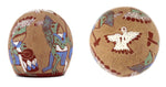 Camilio "Sunflower" Tafoya (1902-1995) - Santa Clara Miniature Polychrome Redware Sgraffito Seed Jar with Frog Procession Scene c. 1980s, 1.125" x 1.125"