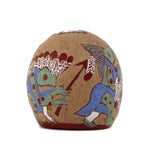 Camilio "Sunflower" Tafoya (1902-1995) - Santa Clara Miniature Polychrome Redware Sgraffito Seed Jar with Frog Procession Scene c. 1980s, 1.125" x 1.125"