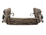 Navajo - Turquoise and Silver Watchband with Stamped Design c. 1950s, 5" length