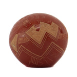 Susan Romero (b. 1955) - Santa Clara Miniature Redware Sgraffito Seed Jar with Sgraffito Bug Pictorial c. 2021, 1.5" x 1.625"