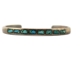 Navajo - Turquoise Inlay and Silver Row Bracelet c. 1970s, size 6