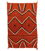 Navajo Child's Blanket with Hand-spun Wool, Indigo, and Natural Dye c. 1870s, 54.5" x 37.5"