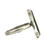 Hope Etsitty - Navajo - Contemporary Abalone and Spiny Oyster Channel Inlay and Sterling Silver Crescent Ring, size 7