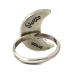 Hope Etsitty - Navajo - Contemporary Abalone and Spiny Oyster Channel Inlay and Sterling Silver Crescent Ring, size 7