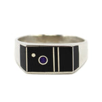 Veronica Benally - Navajo - Contemporary Jet and Sugilite Channel Inlay and Sterling Silver Ring, size 9