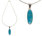 Marco Patania - Kings Manasa Turquoise and Fine Silver Pendant with Hand Stamped Design, 2.25" x 0.75" pendant