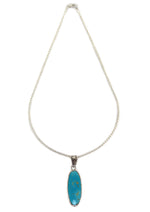 Marco Patania - Kings Manasa Turquoise and Fine Silver Pendant with Hand Stamped Design, 2.25" x 0.75" pendant