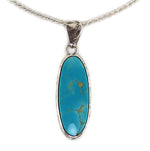 Marco Patania - Kings Manasa Turquoise and Fine Silver Pendant with Hand Stamped Design, 2.25" x 0.75" pendant