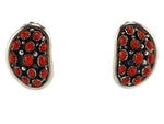 Frank Patania, Sr. (1898-1964) & Thunderbird Shop - Coral Cluster and Sterling Silver Clip-On Earrings c. 1940-50s, 1.25" x 0.875"
