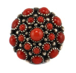 Frank Patania, Sr. (1898-1964) & Thunderbird Shop - Coral Cluster and Sterling Silver Dome Ring c. 1940-50s, size 8