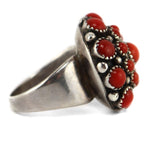 Frank Patania, Sr. (1898-1964) & Thunderbird Shop - Coral Cluster and Sterling Silver Dome Ring c. 1940-50s, size 8