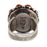 Frank Patania, Sr. (1898-1964) & Thunderbird Shop - Coral Cluster and Sterling Silver Dome Ring c. 1940-50s, size 8
