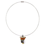 Shirley Wagner - Contemporary "Ancient Layers" Pendant with Bone, Pyrite, Tile, and Freshwater Pearl, 1.625" x 1" pendant