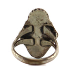 Dennison Whitegoat (1934-1982) - Navajo - Turquoise and Silver Ring with Leaf Designs c. 1970s, size 4.75