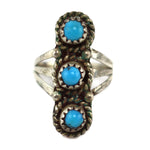Clyde Davis - Navajo - Turquoise and Silver Pinky Ring c. 1950-60s, size 4