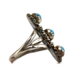 Clyde Davis - Navajo - Turquoise and Silver Pinky Ring c. 1950-60s, size 4