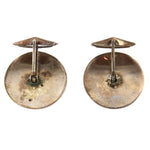 James Rogers Shop - Navajo - Silver Tufacast Cufflinks with Overlay Design c. 1980-90s, 1" diameter