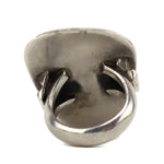 Navajo - Blue Gem Turquoise and Silver Overlay Ring with Bear Claw Design c. 1940-50s, size 7.25