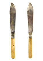 Group of 4: Aluminum Collapsible Lidded Cup and Set of 3 Silver Knives c. 1930s