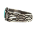 Navajo - Turquoise and Silver Bracelet with Stamped Design c. 1930-40s, size 6