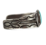 Navajo - Turquoise and Silver Bracelet with Stamped Design c. 1930-40s, size 6
