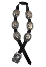 United Indian Traders Association & Southwest Arts & Crafts Shop - Navajo - Sterling Silver and Leather Concho Belt c. 1920-30s, 29" to 37.5" waist