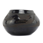 Santa Clara - Black on Black Jar with Avanyu Design c. 1940s, 5.5" x 8"