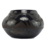 Santa Clara - Black on Black Jar with Avanyu Design c. 1940s, 5.5" x 8"